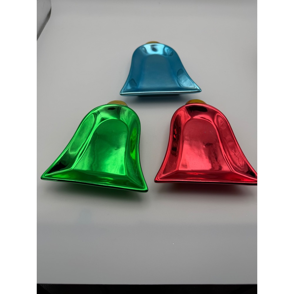 JSNY Ceramic Christmas Bell Catch-All Trinket Dishes Set of 3 Metallic Colors